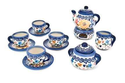 Butterfly Miniature Tea Set Polish Pottery