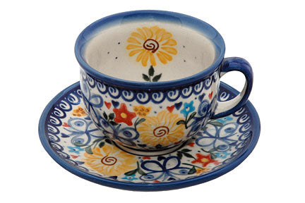 Butterfly Cup & Saucer Polish Pottery