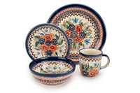 Floral Butterfly 4 PC Place Setting - Service for 1 Polish Pottery