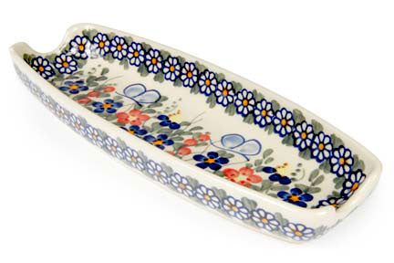 Polish Pottery Garden Butterfly Corn on the Cob Dish