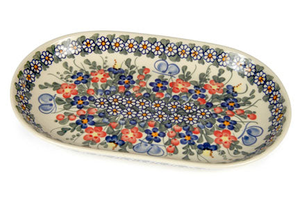 Garden Butterfly Small Oval Dish Polish Pottery