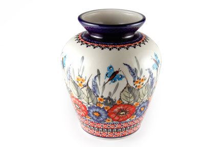 Floral Butterfly Medium Vase Polish Pottery