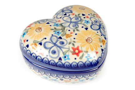 Butterfly Large Heart Box Polish Pottery