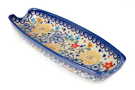 Butterfly Corn on the Cob Dish Polish Pottery