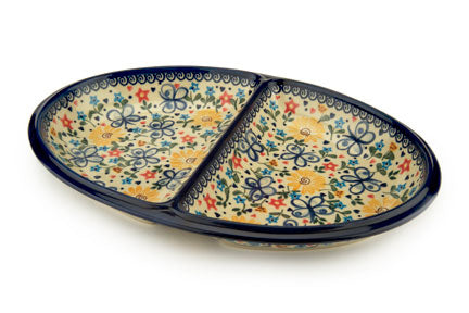 Butterfly Large Divided Dish Polish Pottery