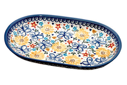 Butterfly Medium Oval Dish Polish Pottery