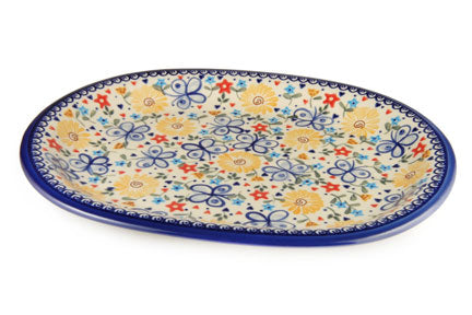 Butterfly Large Oval Platter Polish Pottery
