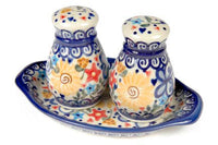 Butterfly Salt & Pepper Shakers with Tray Polish Pottery