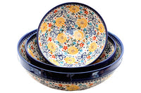 Butterfly 3 Piece Serving Bowl Set Polish Pottery