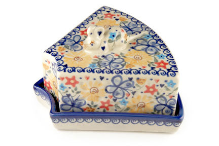Butterfly Cheese Dish with Mouse Polish Pottery
