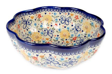 Butterfly Large Scallop Bowl Polish Pottery