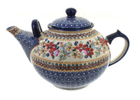 Polish Pottery Red Daisy Large Teapot