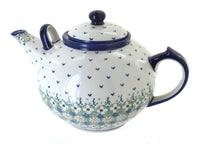 Polish Pottery Green Daisy Large Teapot