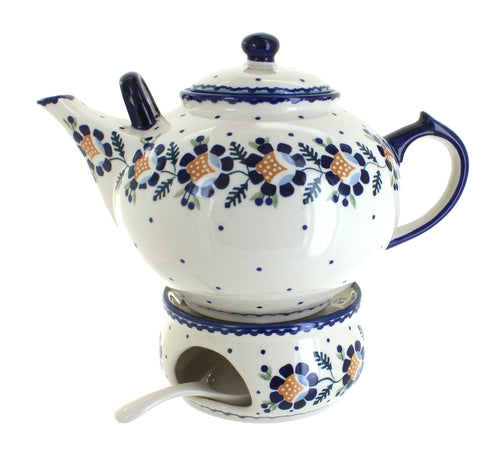 Polish Pottery Sunflower Large Teapot & Warmer