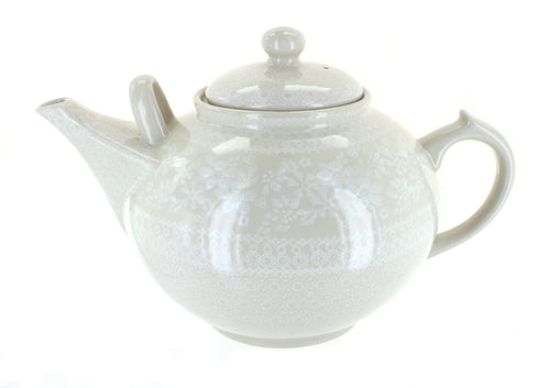Polish Pottery White Lace Large Teapot