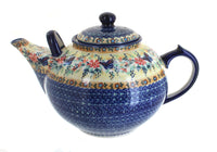 Polish Pottery Blue Butterfly Large Teapot