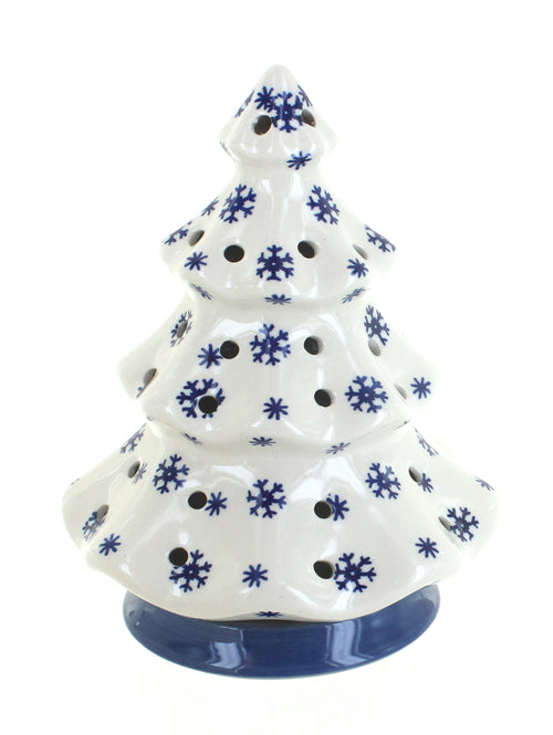 Polish Pottery Snow Flurry Tree Luminary