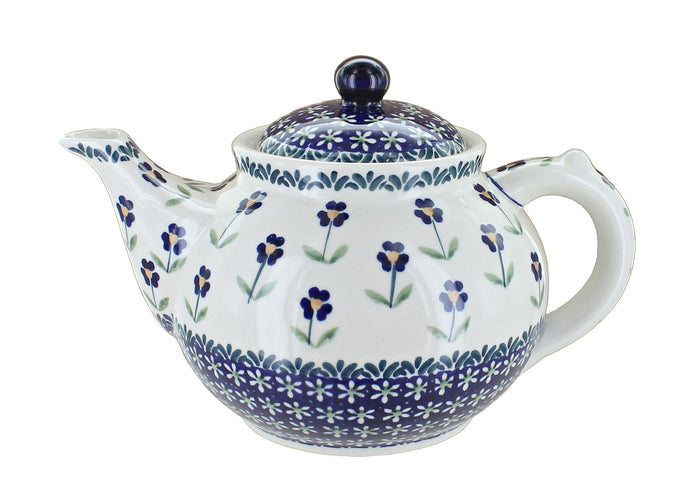 Polish Pottery Blue Daisy Teapot