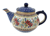Polish Pottery Red Daisy Teapot