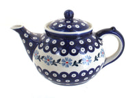 Polish Pottery Blue Violet Teapot
