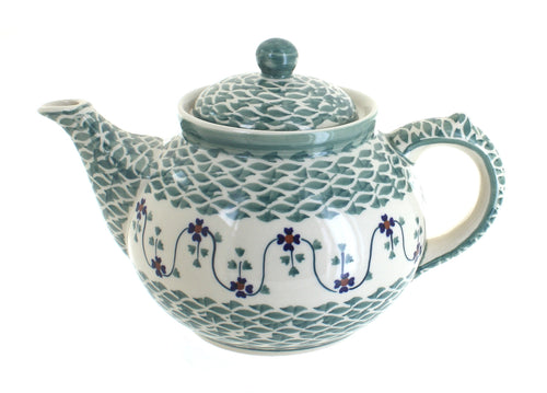 Polish Pottery Sage Floral Teapot