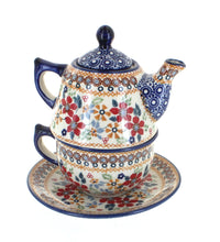 Polish Pottery Red Daisy Tea for One