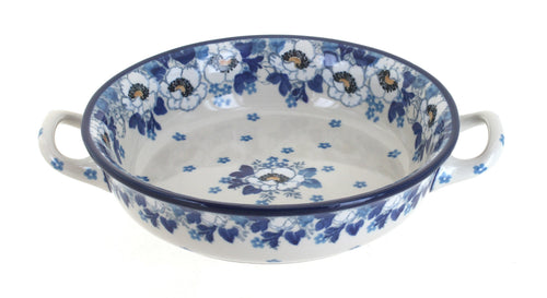 Polish Pottery Georgia Blue Mini Casserole with Handles