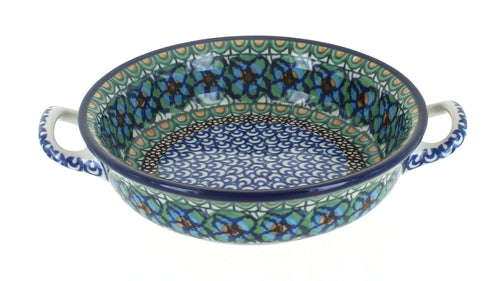 Polish Pottery Mardi Gras Mini Casserole Dish with Handles