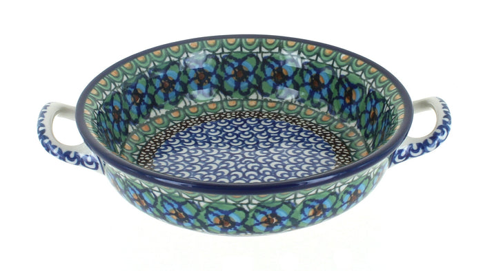 Polish Pottery Mardi Gras Mini Casserole Dish with Handles