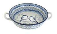 Polish Pottery Bluebird Mini Casserole with Handles