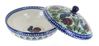 Rooster Row Covered Bowl Polish Pottery