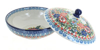 Hummingbird Covered Bowl Polish Pottery