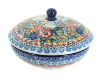 Polish Pottery Hummingbird Covered Bowl
