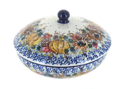 Polish Pottery Harvest Bounty Covered Bowl