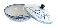 Bluebird Covered Bowl Polish Pottery