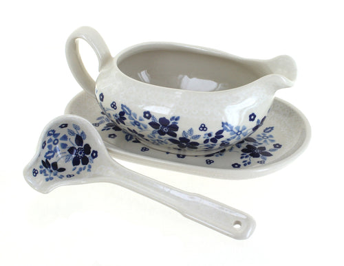 Polish Pottery Christiana Gravy Boat & Ladle