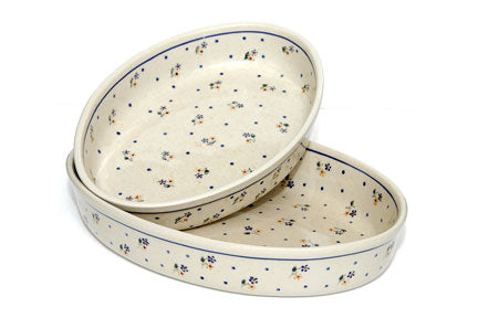 Country Meadow Oval Baker Set Polish Pottery