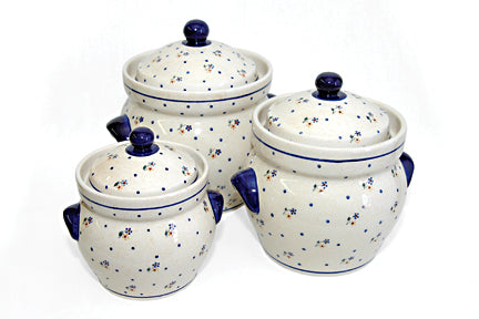 Country Meadow Large Canister Set Polish Pottery