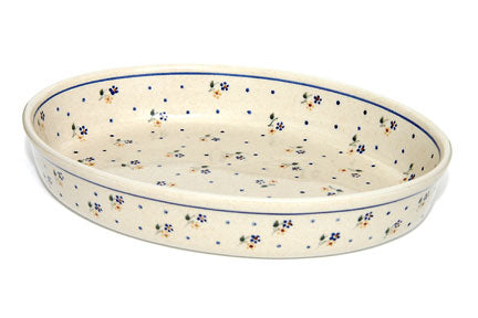 Country Meadow Large Oval Baker Polish Pottery