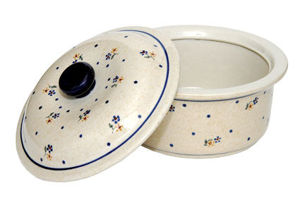 Country Meadow Round Baker with Lid Polish Pottery
