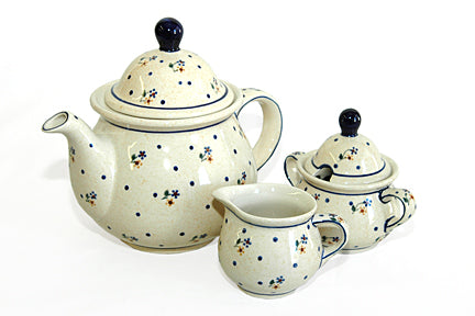 Country Meadow Three Piece Tea Set Polish Pottery