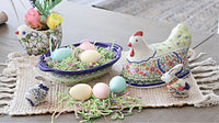 Spring Green Small Hen Baker Polish Pottery