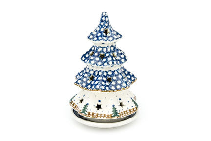 Rustic Pines Large Christmas Tree Luminary Polish Pottery