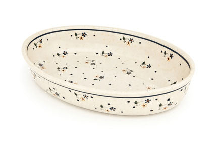 Country Meadow Small Oval Baker Polish Pottery