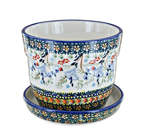 Polish Pottery Periwinkle Medium Flower Pot