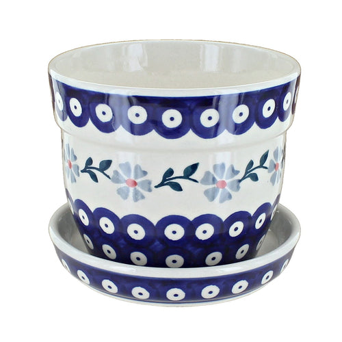 Polish Pottery Blue Violet Medium Flower Pot