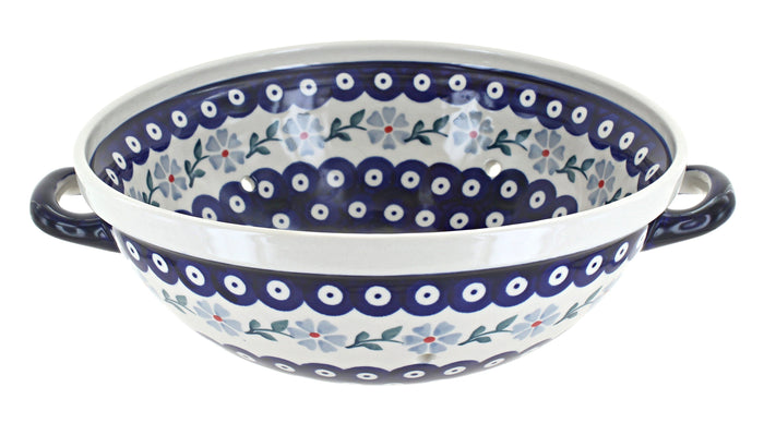 Polish Pottery Blue Violet Colander