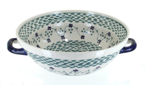 Polish Pottery Sage Floral Colander