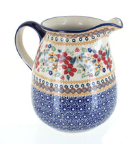 Polish Pottery Red Daisy Pitcher