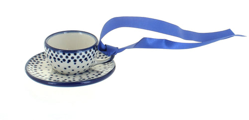 Polish Pottery Small Dots Cup & Saucer Ornament